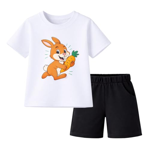 Image of HILEELANG Toddler Boy Summer Outfit Set 2 Piece Short Sleeve T Shirt and Short Soft Breathable Cotton Clothing Sets 2-7T