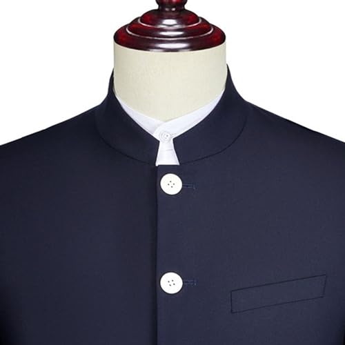 DGHM-JLMY Men's Slim Chinese Groom's Dress Suit Formal Business Chinese Tunic Suit Stand Collar Wedding Button 2 Piece Suit2