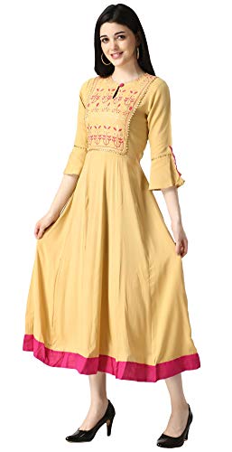 Image of OM SAI LATEST CREATION Women's Ruby Rayon Foil Printed Long Anarkali Kurti