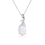 ALRNBY Opal Necklace for Women Dainty Silver/Rose Gold Teardrop Pendant Necklace White Cloud Necklace Silver/Gold Chain Choker Lucky Fashion Trendy CZ Jewelry Gifts for Women (silver teardrop)