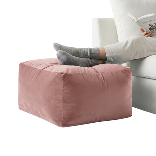 Kosiproducts Velvet Beanbag Ottoman Rectangle Footstool Pouf Chair Pouffe Soft Plush Feel (English Rose 45x35x20)