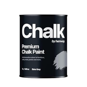 Hemway - Premium Chalk Paint - Slate Grey 1 L | Chalky Matt Shabby Chic Finish for Interior Furniture & Walls | Quick Dry & 1 Coat