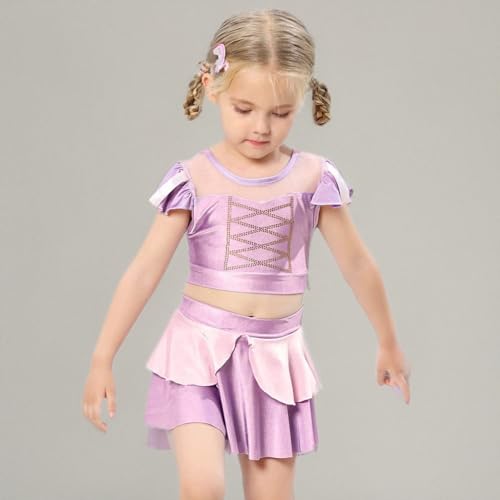 Image of REXREII Girls Princess Swimsuits Two-Piece Tankini Set Beach Surf Birthday Swimming Party Bathing Suits Fancy Swimwear
