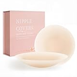 SUFUJIA Not Sticky Pasties Nipple Covers, Cakes Grippy Seamless Covers Fit Body, Reusable Silicone Bra No-Show Inserts with Travel Box (Bright Skin, 3.94IN(B-DD))