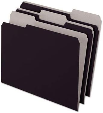 Interior File Folders, 1/3 Cut Top Tab, Letter, Black 100/Box