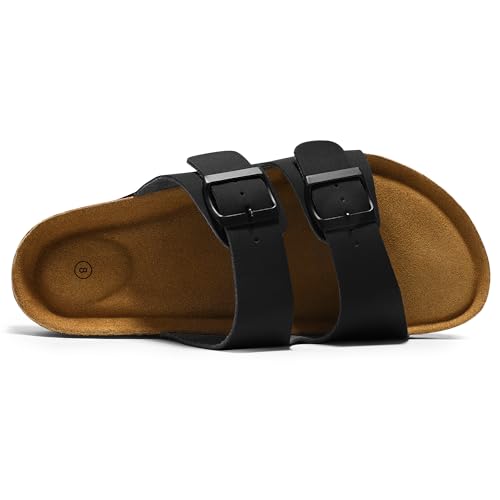 HOMETRUE Mens Sandals Cork Footed Flat Mens Slides Sandals Adjustable Buckle Straps Durable Sandals for Men4