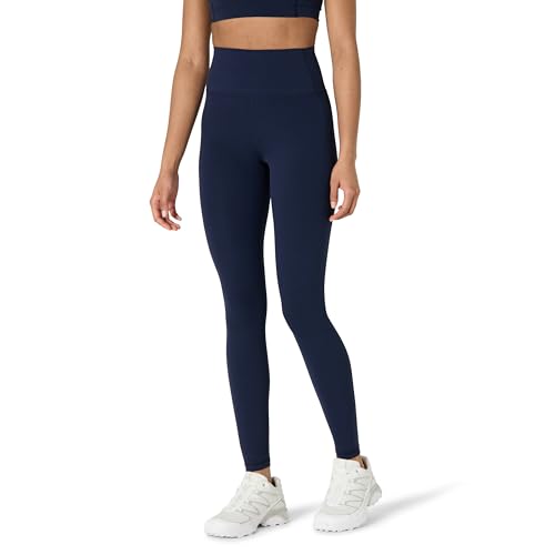 Amazon Essentials Leggings Yoga Tecnici in FormFlex Morbidissimo, a Vita Alta, Lunghi, Interno Gamba 70 cm Donna, Blu Marino, M
