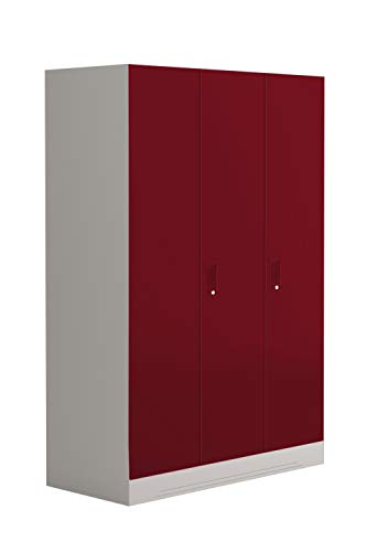 Image of GODREJ INTERIO Slimline Steel Wardrobe Textured Carmine Red,3 Door
