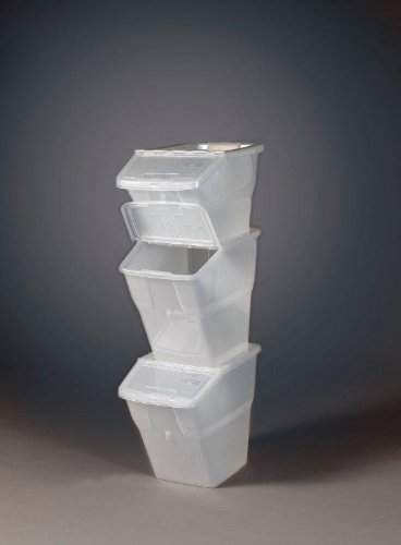 Product Image 2: WTM CBCL-24 Stackable Bins with Hinged Lids, 24-Quart, Clear, Pack of 3