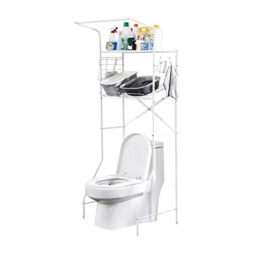 OH multifunktion justerbar storlek badrumshyllor över toaletten förvaring med justerbar fotdyna utrymmesbesparande över tvättmaskin toalett garderob, bredd 74-97 cm (29,1-38,2 tum)