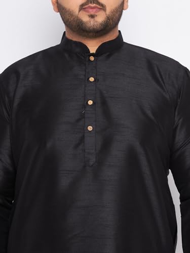 Image of Vastramay Plus Men's White Silk Blend Kurta Pyjama Set VPLUSMKWH001nPBL 44 | Independence Day