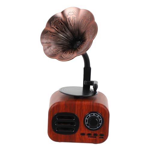 SHINEOFI Enceinte sans Fil Vintage Style Gramophone Mini Portable Bouton Haute Fidélité avec Revêtement Piano Et Connexion Longue Distance