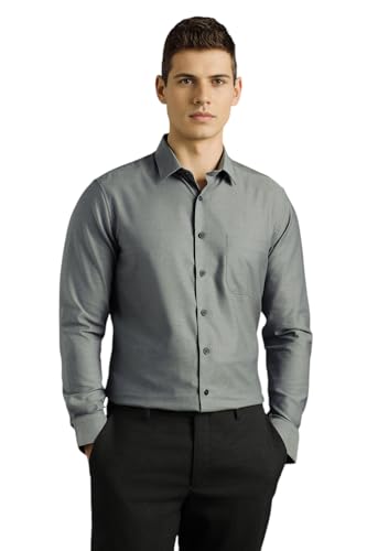 Image of Louis Philippe Men's Slim Fit Easy to Iron Everyday wear Premium Cotton Full Sleeve Solid Formal Shirt
