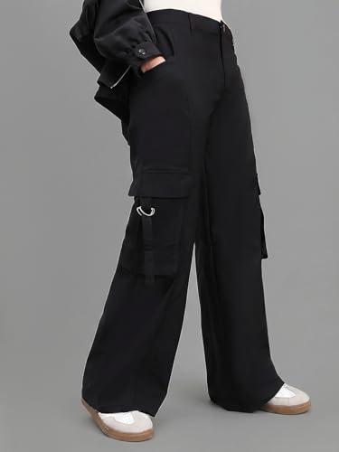 Image of GO COLORS Mostlysane Collection Polyester Cargo Pant for Women | Lightweight, Mid Rise, 4 Pockets