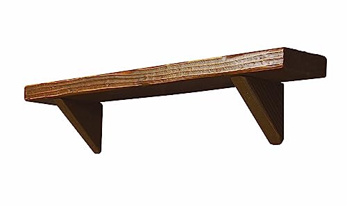 OLD ASHIBA 壁掛け 飾り棚(ウォールシェルフ)幅75cm×奥行11.5cm×高さ14.5cm 屋内用濃茶(こいちゃ) 足場板 古材 賃貸 取り付け 石膏ボード 画鋲 アンティーク 受注生産