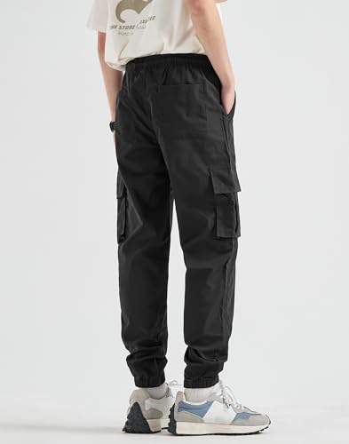 HHZ Men's Relaxed Fit Cargo Pants Drawstring Stretchy Elastic Waist Work Casual Pants with Zipper Pockets3