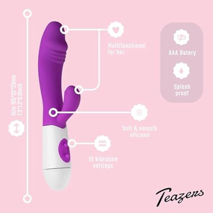 Teazers Realista Rabbit Vibrador – Vibrador Mujer – Estimulación Doble: Clítoris y Punto G – Perfecto como primer vibrador - Morado
