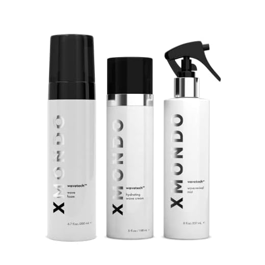 XMONDO Hair Wavetech Wave Foam 6.7 Fl Oz - Wavetech Hydrating Wave Cream 5 Fl Oz - Wavetech Wave Revival Mist 8 Fl Oz - Vegan Formulas Designed for Hair Hydration and Controlling Frizz, 3pc Set