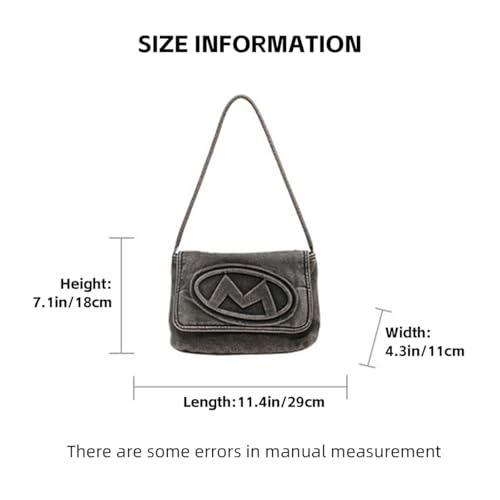 Denim Shoulder Bag for Women Casual Lightweight Retro Handbags with Embossed Pattern for Travel Shopping Daily Use (Black)3