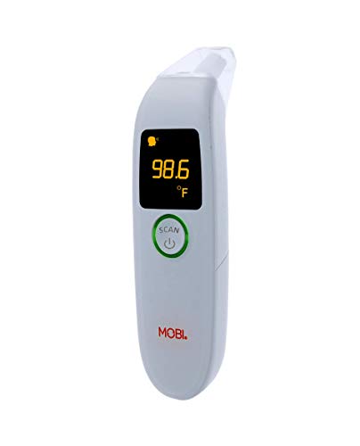 MOBI DualScan FeverTrack Ear & Forehead Thermometer w/Medication Reminder Alarm, Fever Thermometer, Forehead and Ear Thermometer, Medical Thermometer, Baby and Infant Thermometer, Battery Included
