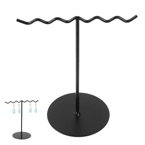 Black Iron Jewelry Organizer Stand, Multi-Functional Earring Holder and Necklace Display Rack, Space-Saving Jewelry Storage for Home Decor