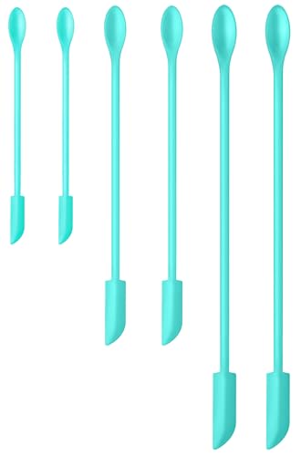 Silicone Spatula Set (6Pcs) - Mini Scraper Tool for Beauty & Food - Reach Every Last Drop, Multi-Size Spatulas for Makeup Jars, Lotion Bottles & Kitchen Containers​ (Blue)