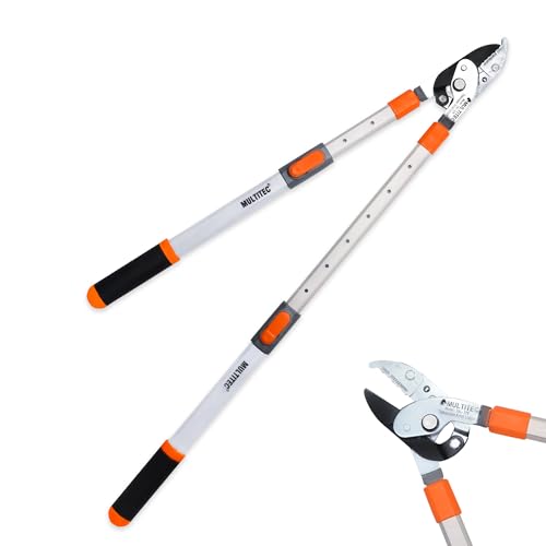 Image of MULTITEC Telescopic Anvil Lopper | Heavy Duty Extendable Branch Cutter for Thick, Dry & Dead Wood | Carbon Steel Tree Pruner with Long Aluminium Handles | Garden, Farm & Orchard Pruning Tool