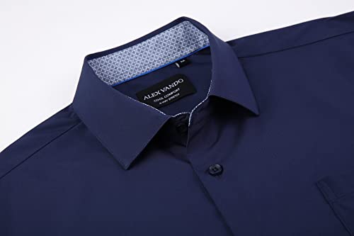 Alex Vando Mens Dress Shirts Regular Fit Long Sleeve Stretch Business Dress Shirts for Men