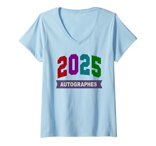 Mujer Funny French Teacher 2025 AUTOGRAFÍAS Último día de clases Camiseta Cuello V