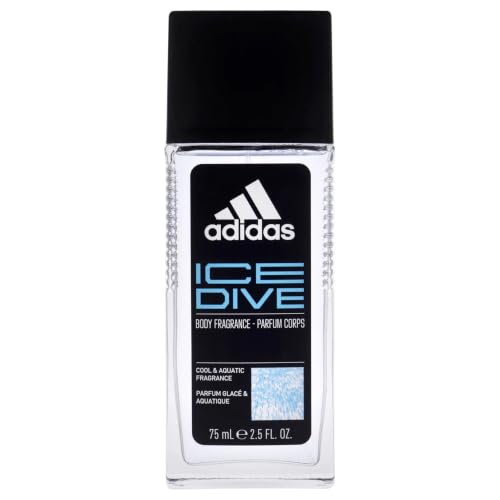 Image of Adidas Ice Dive Body Fragrance 2.5 fl oz (Pack of 1), Notes of Lavender, Sandalwood, and Vanilla, Men's fragrance, Long lasting, Sporty fragrance, Travel size