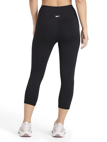 Reebok Women’s ID Train Capri, Slim Fit, 20” Inseam, Lightweight Stretch Poly Motion Interlock Fabric, Moisture-Wicking, Black, X-Small - image 2