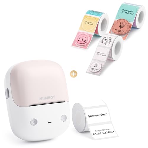 Image of NIIMBOT B2 Label Maker(Pink) Machine with 4 Rolls Label Tape for Home Kitchen Office Coffee Shop Bakery Organization