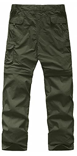 Kids' Cargo Pants, Boy's Casual Outdoor Quick Dry Waterproof Hiking Climbing Convertible Trousers Army Green #TOP1