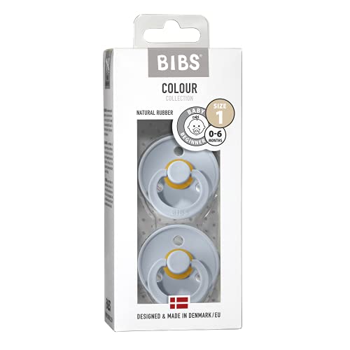 Image of Bibs Pacifiers | Natural Rubber Baby Pacifier | Set of 2 BPA-Free Soothers | Made in Denmark | Baby Blue | Size 0-6 Months