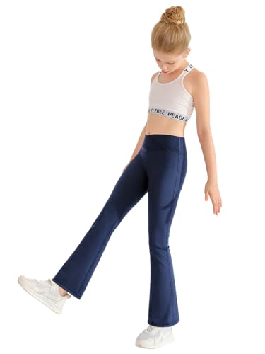 Girls Sport Casual Pants Wide Leg Dance Yoga Pants Slightly Flared Legging3