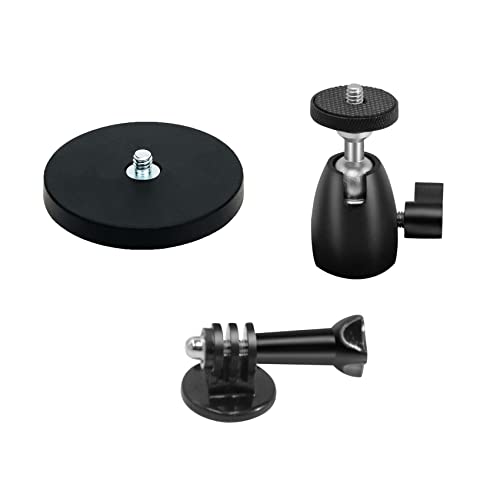 usmallbee磁気アクションカメラマウント、Hero 10/9/8 /Maxおよびその他のアクションカメラと互換性のあるGoPro用アダプター1/4-20付き合金吸盤マウント(66mmベース)
