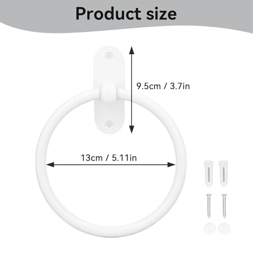 Miniatura 7 de Herchr Toallero De Mano, Toallero De Aluminio Para Baño Toallero De Mano Colgador De Pared Toallero Redondo Toallero Redondo Círculo Toallero Colgador Giratorio Toallero De Cocina Para Casa