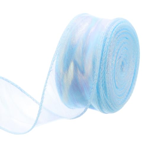 MECCANIXITY Ruban Organza Sheer 1 1/2 po 15 verges Bleu