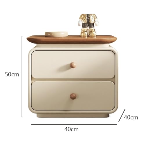 Meuble rangement à double tiroir bois beige table de nuit compacte taille XS