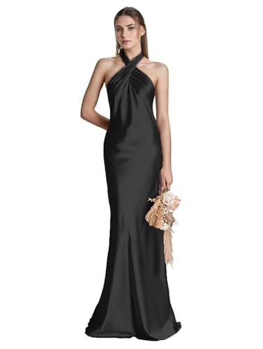 Halter Bridesmaid Dresses for Wedding Guest Dress Satin Mermaid Formal Evening Dress Long 2025