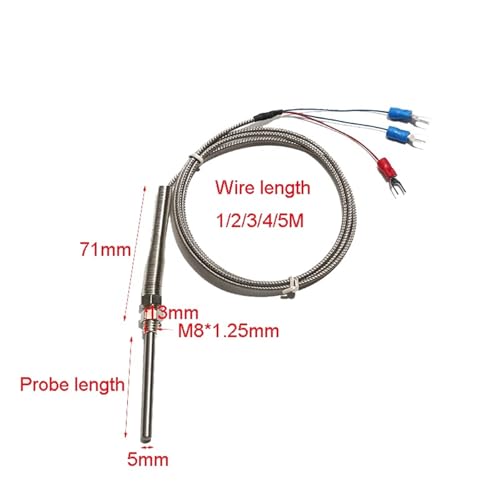 Sonda PT100 M8 de acero inoxidable con cable de 1 metro y sensor de 100mm 3