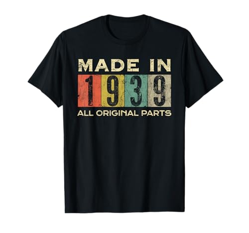Retro 1939 Todas las piezas originales Vintage Made in 1939 Hombres Mujeres Camiseta