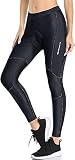 Santic Fahrradhose Lang Damen Radlerhose Gepolstert 7/8 Leggings Tights Sitzpolster Radsport Elastische Schnell Trocknend Atmungsaktive Schwarz Regenbogen S