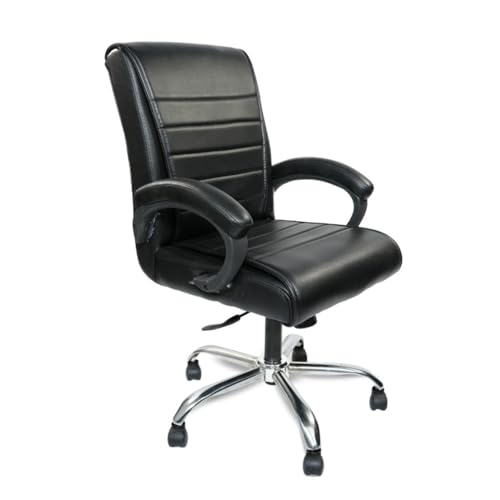 Image of activa Executive Revolving Office Chair| Ergonomic Computer Desk Chair with Cushioned Seat| Heavy Steel Base, Adjustable Height & 360 Swivel Wheel| Leatherette Office Visitor Chair (Black, Regal)
