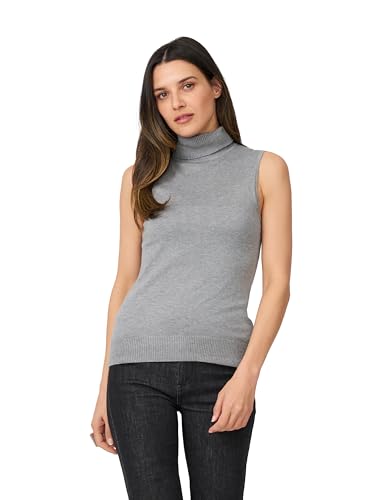 Image of Cable & Gauge Sleeveless Turtleneck Sweater - Chic Mock Neck Tank Top, Perfect for Layering & Year-Round Wardrobe Essentials