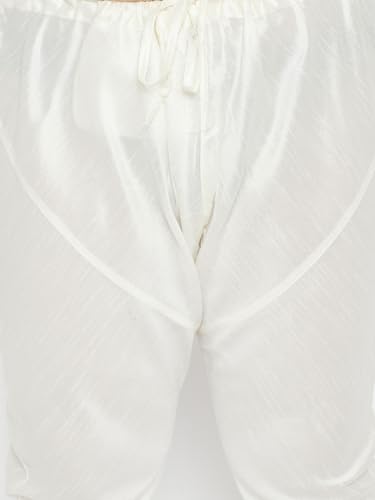 Image of Vastramay Plus Men's White Silk Blend Kurta Pyjama Set VPLUSMKWH001nPBL 44 | Independence Day