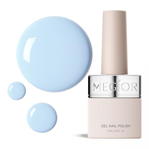 MEGIOR Baby Blue Gel Nail Polish 0.5 Fl Oz Sky Blue Long Lasting ...