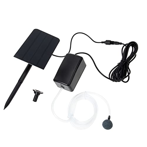POPETPOP 1 Juego bomba de oxigeno solar portable air pump neto aireador solar para estanque exterior herramienta de oxigenación alimentada por el sol accesorio para pecera abdominales Black