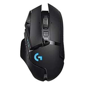 Logitech G502 Lightspeed Wireless Gaming Mouse, Hero 16K Sensor, 16,000 DPI, RGB, Adjustable Weights, 11 Programmable Buttons, Long Battery Life, On-Board Memory, PC/Mac – Black (910005569)