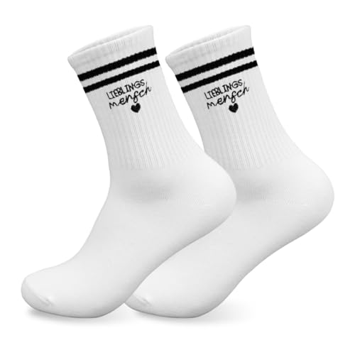 HUKUMA Lieblingsmensch Geschenk Socken Beste Freundin Geschenke Geburtstag Geschenkideen für Freundin Partner Frauen Valentinstag Muttertag Socken Tennissocken mit Herz Hinten